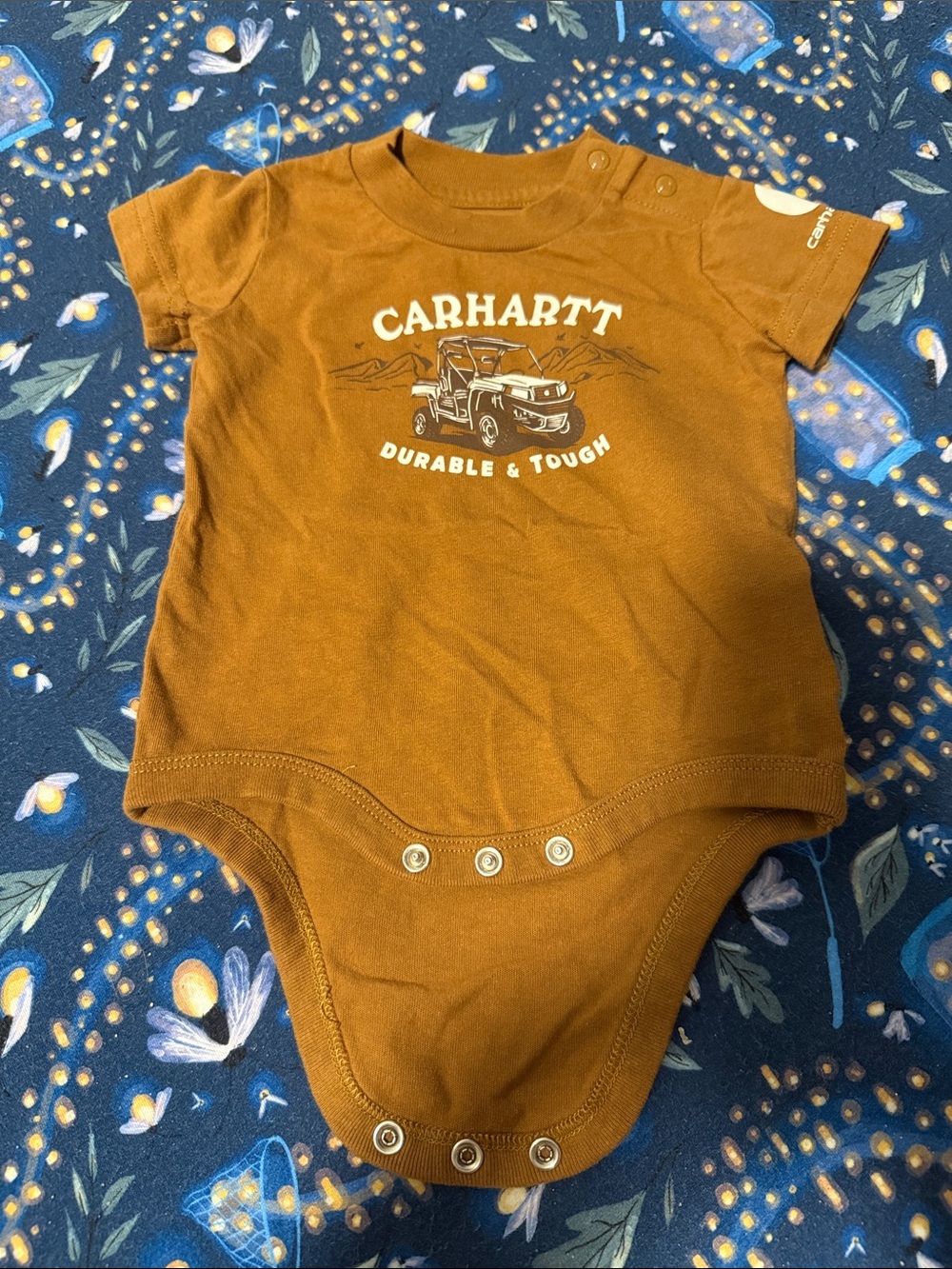 Carhartt One-Piece Bodysuit in Rust Brown with White Logo